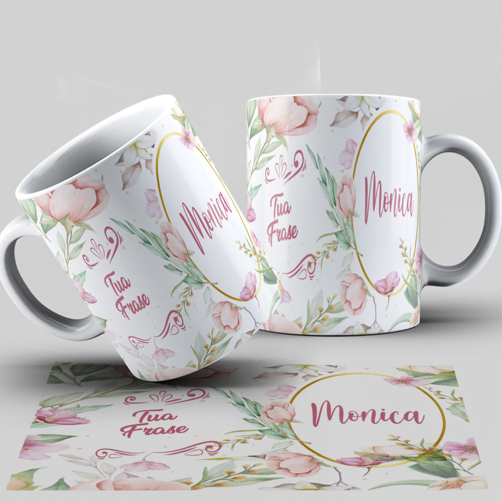 TAZZA FLOREALE PERSONALIZZATA CON NOME E FRASE MOD. 04