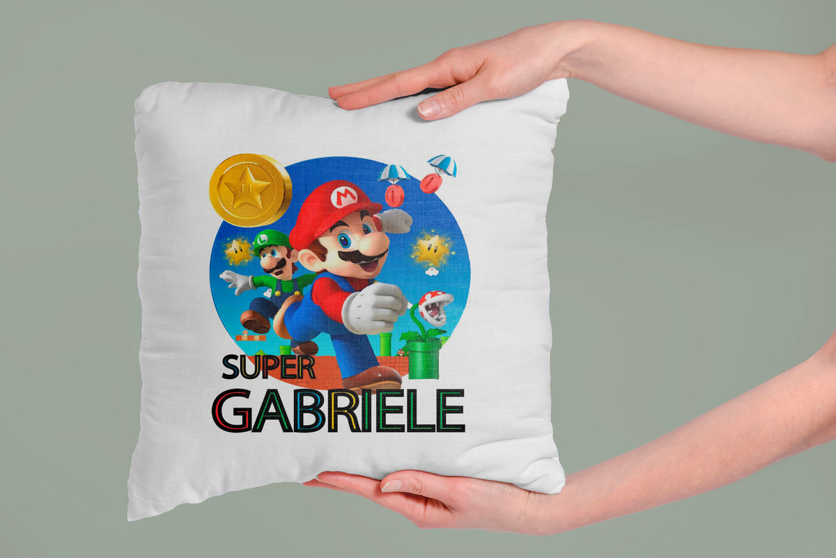 CUSCINO SUPER MARIO PERSONALIZZATO CON NOME