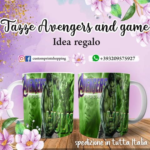 TAZZA AVENGERS END GAME HULK PERSONALIZZABILE MOD.15