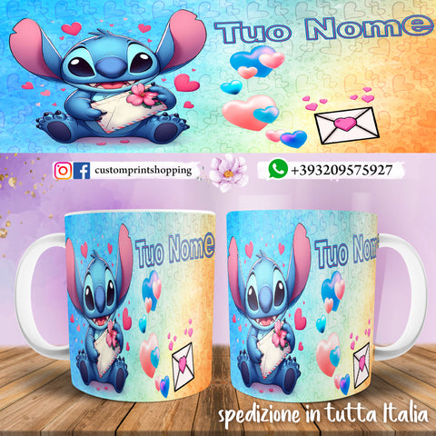 TAZZA STITCH IN LOVE PERSONALIZZATA CON NOME MOD.25