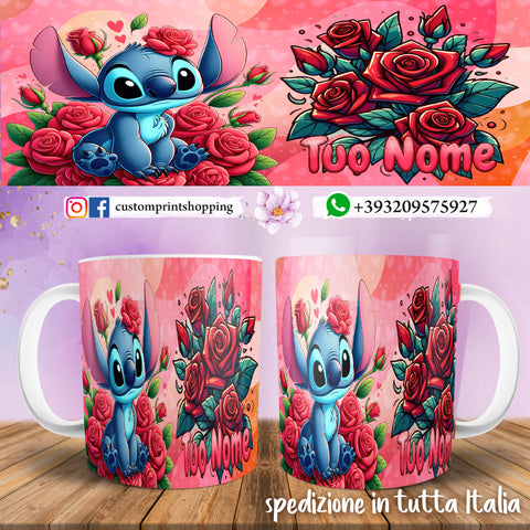 TAZZA STITCH IN LOVE PERSONALIZZATA CON NOME MOD.26