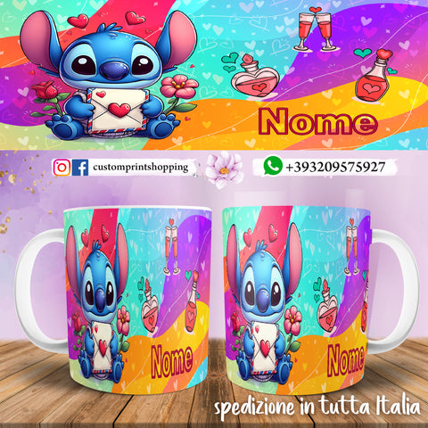 TAZZA STITCH IN LOVE PERSONALIZZATA CON NOME MOD.34