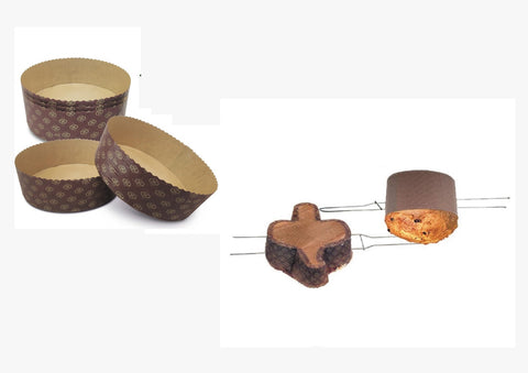 KIT 10 FORME PANETTONE STAMPO DI CARTA DA 1000 GR + 1 SPILLONE ACCIAIO 50 CM