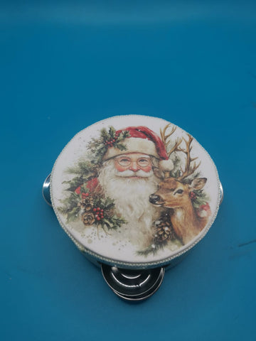 TAMBURO PERSONALIZZATO A TEMA BABBO NATALE CON RENNA