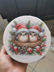 TAMBURO PERSONALIZZATO A TEMA NATALE UCCELLINI