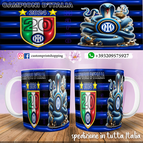 TAZZA INTER CAMPIONE D'ITALIA PERSONALIZZATA CON NOME MOD7