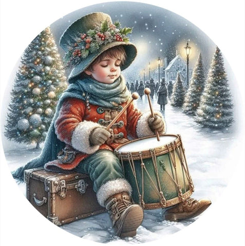 TAMBURO PERSONALIZZATO A TEMA  NATALE BAMBINO