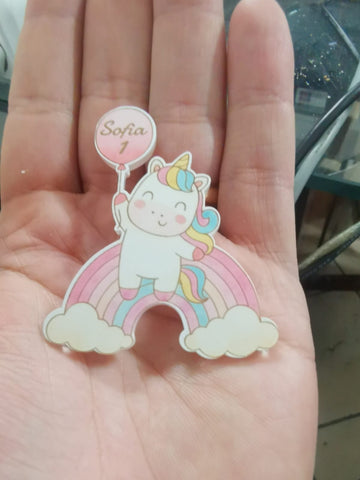 PORTACHIAVI O CALAMITA ARCOBALENO + UNICORNO CON INCISIONE PERSONALIZZATA N PLEXIGLASS