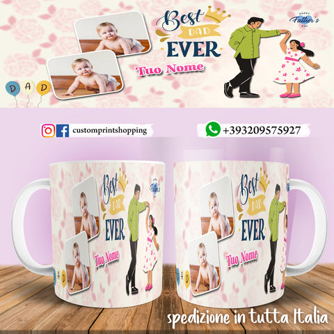 TAZZA BEST DAD PERSONALIZZATA CON FOTO E NOME