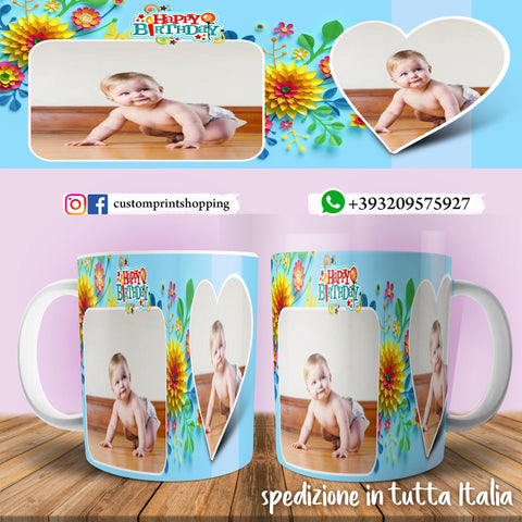 TAZZA HAPPY BIRTHDAY PERSONALIZZATA CON FOTO