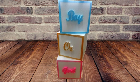 3 Cubi in Polistirolo "Boy or Girl" - Decorazioni Baby Shower