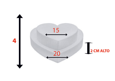 SET 2 BASI IN POLISTIROLO  DIAMETRO  15 - 20 -  CM  ALTI 2 CM A FORMA DI CUORE