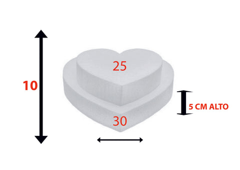 SET 2  BASI IN POLISTIROLO  DIAMETRO  25 - 30   CM  ALTI 5 CM A FORMA DI CUORE