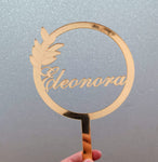 CAKE TOPPER FORMA TONDA IN PLEXIGLASS PERSONALIZZATO CON NOME