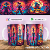 TAZZA  HALLOWEEN CARICATURA GOKU PERSONALIZZABILE CON NOME