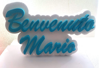 SCRITTA BENVENUTO/A IN POLISTIROLO PERSONALIZZATA CON NOME
