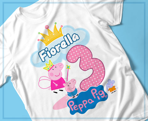 T-SHIRT COMPLEANNO PEPPA PIG PERSONALIZZATE MOD.11