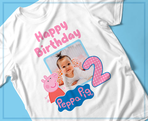 T-SHIRT COMPLEANNO PEPPA PIG PERSONALIZZATE MOD.1