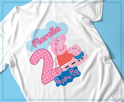 T-SHIRT COMPLEANNO PEPPA PIG PERSONALIZZATE MOD.2