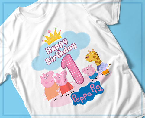 T-SHIRT COMPLEANNO PEPPA PIG PERSONALIZZATE MOD.6