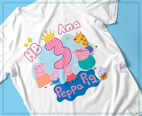 T-SHIRT COMPLEANNO PEPPA PIG PERSONALIZZATE MOD.9