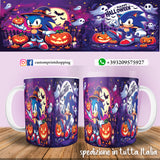 TAZZA  HALLOWEEN CARICATURA SONIC PERSONALIZZABILE CON NOME
