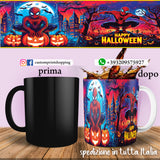 TAZZA  HALLOWEEN CARICATURA SPIDERMAN PERSONALIZZABILE CON NOME
