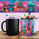 TAZZA  HALLOWEEN CARICATURA STITCH 2 PERSONALIZZABILE CON NOME