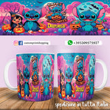 TAZZA  HALLOWEEN CARICATURA STITCH 2 PERSONALIZZABILE CON NOME