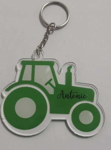 CALAMITA O PORTACHIAVI A FORMA DI TRATTORE IN PLEXIGLASS PERSONALIZZATO CON NOME