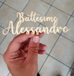 Scritta battesimo con nome in acrilico personalizzata con vista frontale