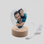Lampada con Base LED LEGNO con Plexy forma cuore   Personalizzata con foto