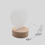 Lampada con Base LED LEGNO con Plexy forma cuore   Personalizzata con foto
