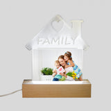 Lampada con Base LED LEGNO con Plexy  forma family Personalizzata con foto