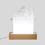 Lampada con Base LED LEGNO con Plexy  forma family Personalizzata con foto