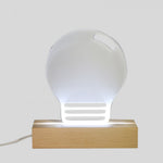 Lampada con Base LED LEGNO con Plexy  forma lampadina Personalizzata con foto