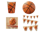 "Kit Completo per Feste a Tema Basket - Bicchieri, Piatti  Tovaglioli  Festone" 24 BAMBINI