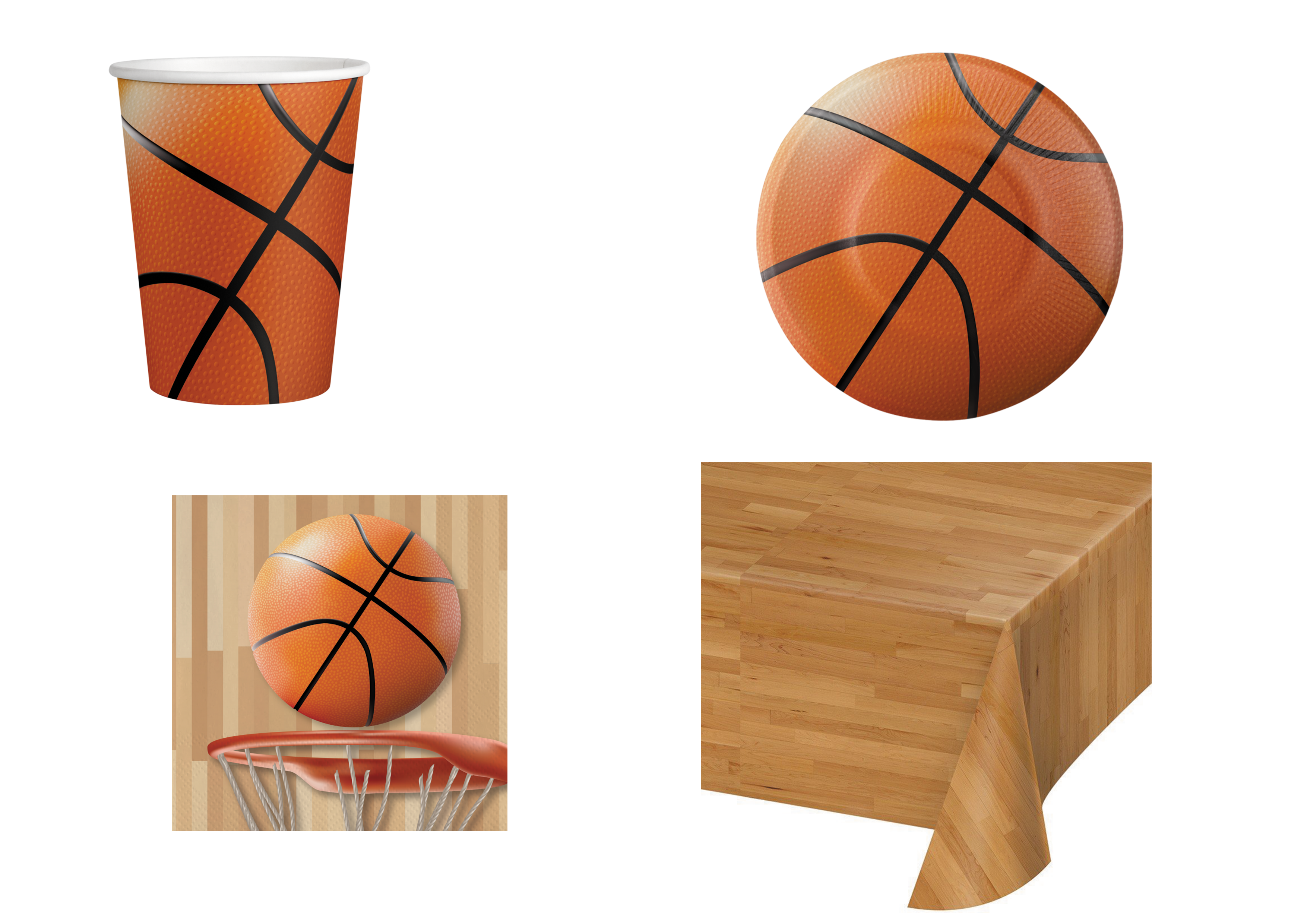 Set Stoviglie Festa Basket 61 Pezzi - Tovaglia, Piatti E Tazze Tema Sportivo Per Compleanni Bambini - Foto 2