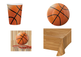 "Kit Completo per Feste a Tema Basket - Bicchieri, Piatti  Tovaglioli Tovaglia " 24 BAMBINI