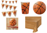 "Kit Completo per Feste a Tema Basket - Bicchieri, Piatti  Tovaglioli Tovaglia Festone" 16 BAMBINI