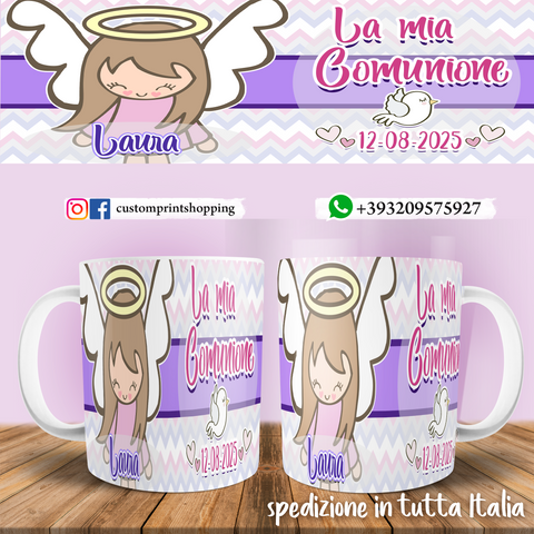 TAZZA  PRIMA COMUNIONE PERSONALIZZATA CON NOME E DATA MOD.1