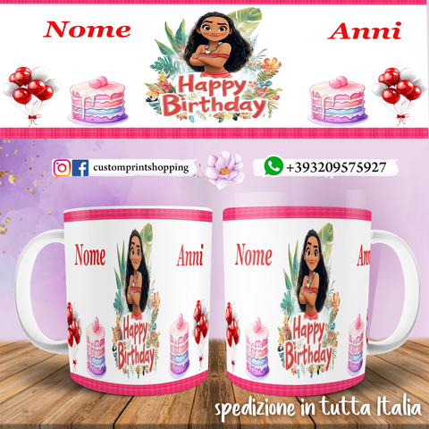 Tazza Happy Birthday Personalizzata   con nome ed anni. mod.1