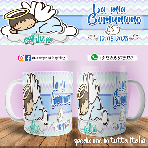 TAZZA  PRIMA COMUNIONE PERSONALIZZATA CON NOME E DATA MOD.2