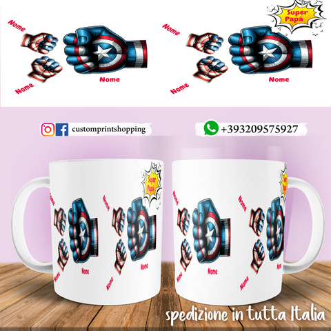 TAZZA PAPA' CAPITAN AMERICA PERSONALIZZATA MOD.2