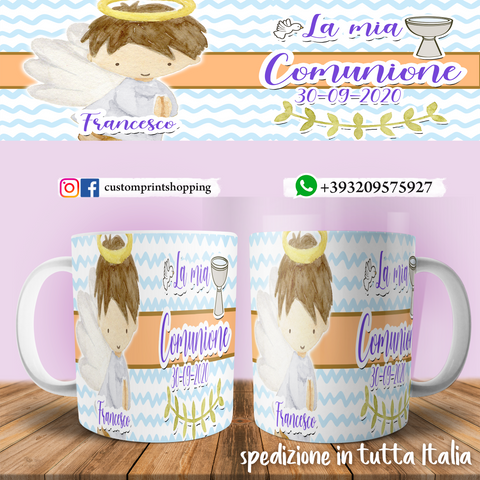 TAZZA  PRIMA COMUNIONE PERSONALIZZATA CON NOME E DATA MOD.3