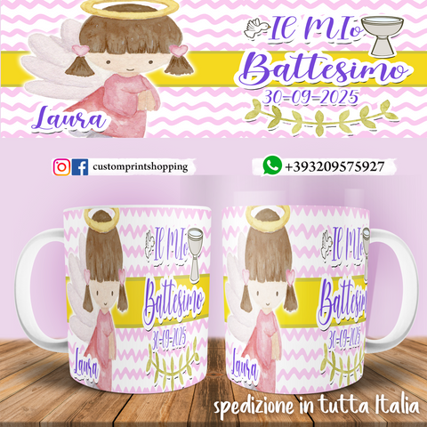 TAZZA  BATTESIMO PERSONALIZZATA CON NOME E DATA MOD.4