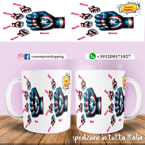TAZZA PAPA' CAPITAN AMERICA PERSONALIZZATA MOD.4