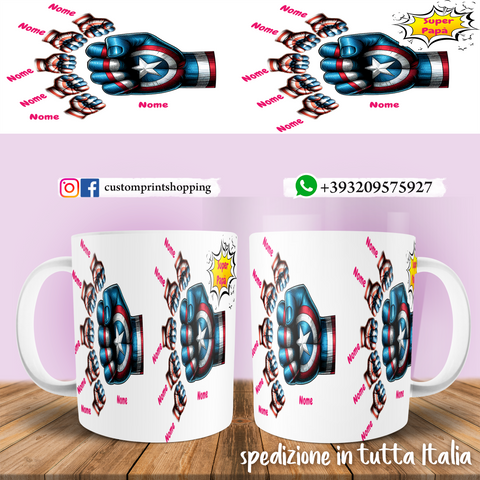 TAZZA PAPA' CAPITAN AMERICA PERSONALIZZATA MOD.5