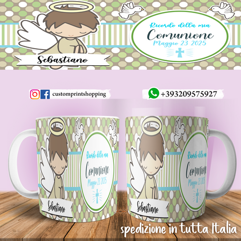 TAZZA  PRIMA COMUNIONE PERSONALIZZATA CON NOME E DATA MOD.5
