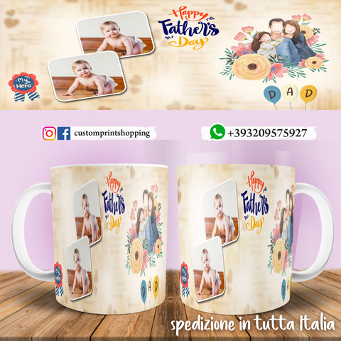 TAZZA HAPPY FATHER'S DAY PERSONALIZZATA CON FOTO